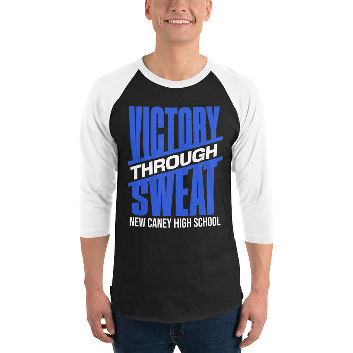 Man wearing New Caney High School Eagles Unisex 3/4 sleeve Raglan T-shirt 241