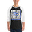 Man wearing New Caney High School Eagles Unisex 3/4 sleeve Raglan T-shirt 235