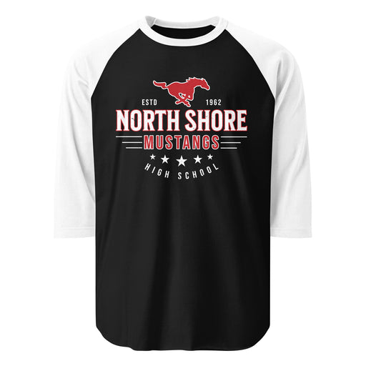 North Shore High School Mustangs Unisex 3/4 Sleeve Raglan T-shirt 217