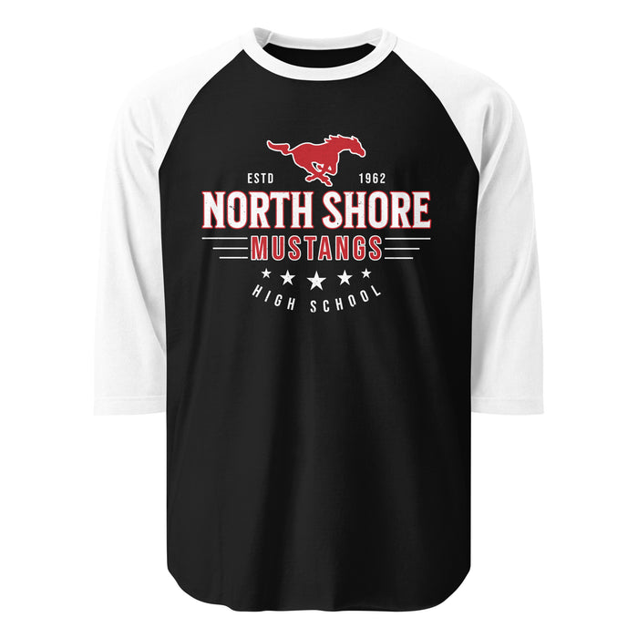 North Shore High School Mustangs Unisex 3/4 Sleeve Raglan T-shirt 217