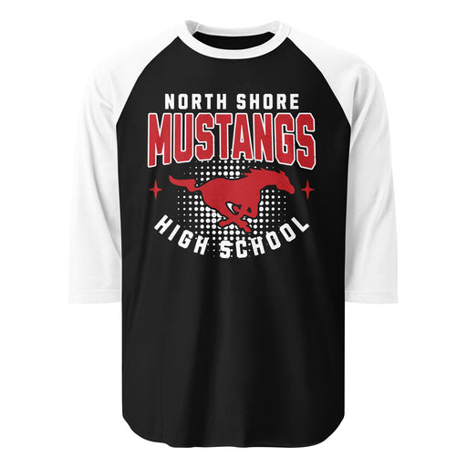 North Shore High School Mustangs Unisex 3/4 Sleeve Raglan T-shirt 204