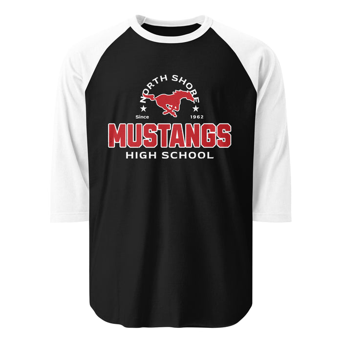 North Shore High School Mustangs Unisex 3/4 Sleeve Raglan T-shirt 222