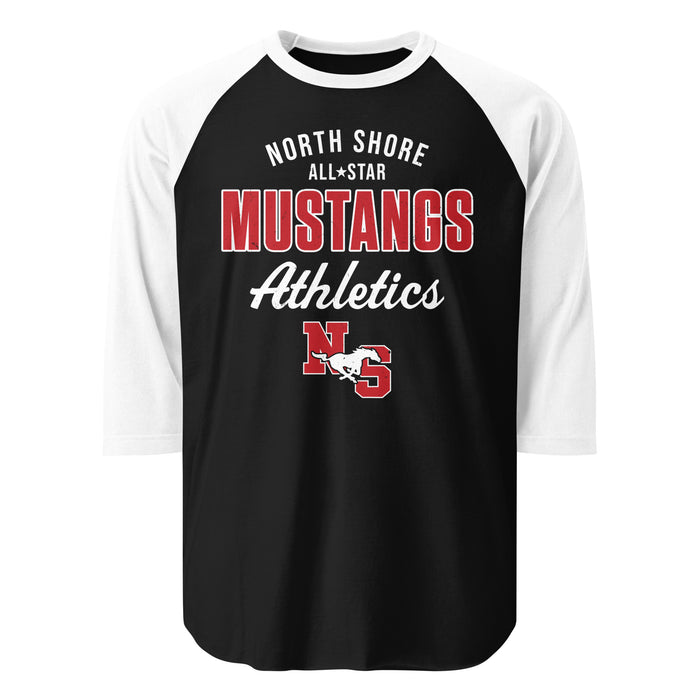 North Shore High School Mustangs Unisex 3/4 Sleeve Raglan T-shirt 034