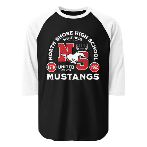 North Shore High School Mustangs Unisex 3/4 Sleeve Raglan T-shirt 208