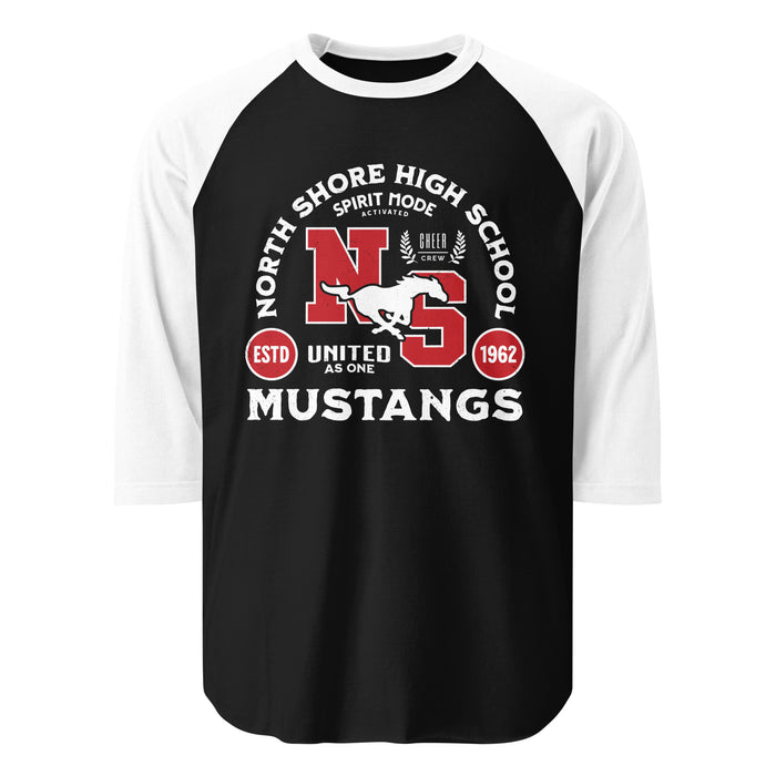North Shore High School Mustangs Unisex 3/4 Sleeve Raglan T-shirt 208