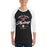 Man wearing North Shore High School Mustangs Unisex 3/4 Sleeve Raglan T-shirt 226