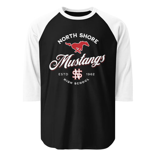 North Shore High School Mustangs Unisex 3/4 Sleeve Raglan T-shirt 226