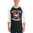 Man wearing North Shore High School Mustangs Unisex 3/4 Sleeve Raglan T-shirt 228