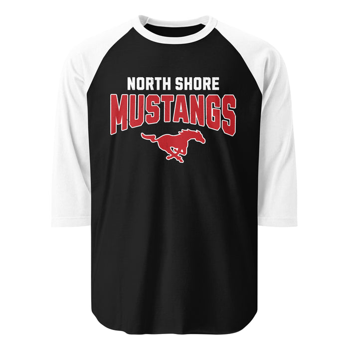 North Shore High School Mustangs Unisex 3/4 Sleeve Raglan T-shirt 234