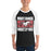 Man wearing North Shore High School Mustangs Unisex 3/4 Sleeve Raglan T-shirt 233