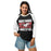 Woman wearing North Shore High School Mustangs Unisex 3/4 Sleeve Raglan T-shirt 233