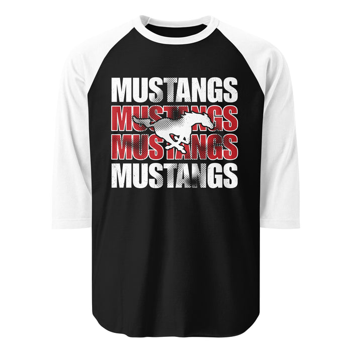 North Shore High School Mustangs Unisex 3/4 Sleeve Raglan T-shirt 233