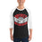 Man wearing North Shore High School Mustangs Unisex 3/4 Sleeve Raglan T-shirt 242
