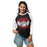 Woman wearing North Shore High School Mustangs Unisex 3/4 Sleeve Raglan T-shirt 242