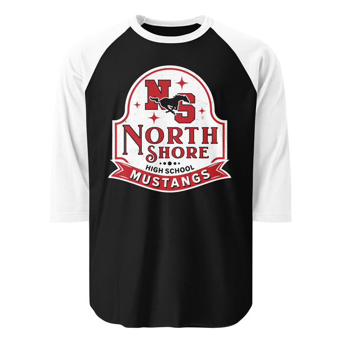 North Shore High School Mustangs Unisex 3/4 Sleeve Raglan T-shirt 219