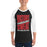 Man wearing North Shore High School Mustangs Unisex 3/4 Sleeve Raglan T-shirt 241