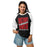 Woman wearing North Shore High School Mustangs Unisex 3/4 Sleeve Raglan T-shirt 241