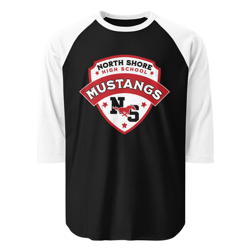 North Shore High School Mustangs Unisex 3/4 Sleeve Raglan T-shirt 221