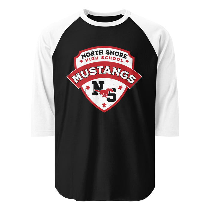 North Shore High School Mustangs Unisex 3/4 Sleeve Raglan T-shirt 221