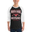 Man wearing North Shore High School Mustangs Unisex 3/4 Sleeve Raglan T-shirt 230