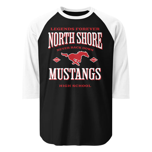 North Shore High School Mustangs Unisex 3/4 Sleeve Raglan T-shirt 230