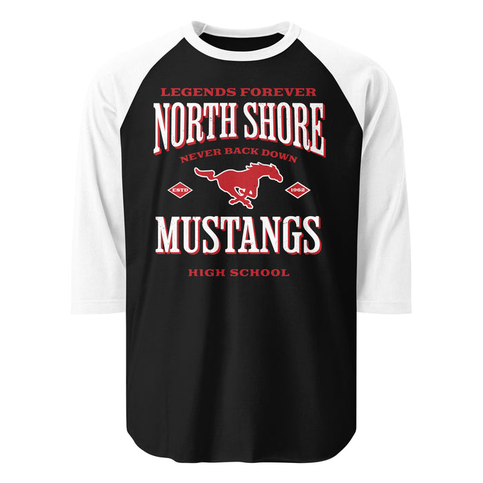 North Shore High School Mustangs Unisex 3/4 Sleeve Raglan T-shirt 230