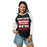 Woman wearing North Shore High School Mustangs Unisex 3/4 Sleeve Raglan T-shirt 231