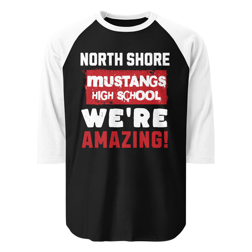 North Shore High School Mustangs Unisex 3/4 Sleeve Raglan T-shirt 231