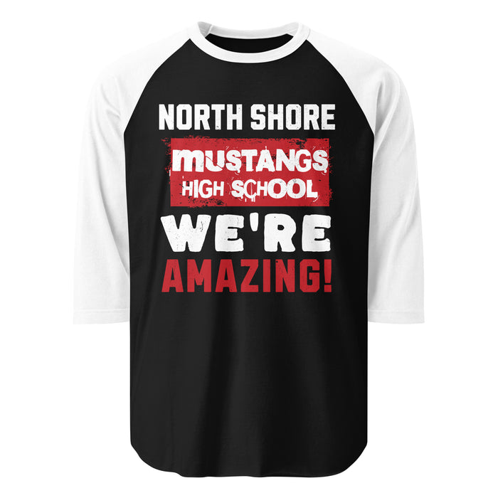 North Shore High School Mustangs Unisex 3/4 Sleeve Raglan T-shirt 231
