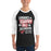Man wearing North Shore High School Mustangs Unisex 3/4 Sleeve Raglan T-shirt 232