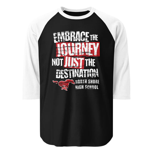 North Shore High School Mustangs Unisex 3/4 Sleeve Raglan T-shirt 232
