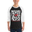 Man wearing North Shore High School Mustangs Unisex 3/4 Sleeve Raglan T-shirt 236