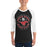 Man wearing North Shore High School Mustangs Unisex 3/4 Sleeve Raglan T-shirt 214