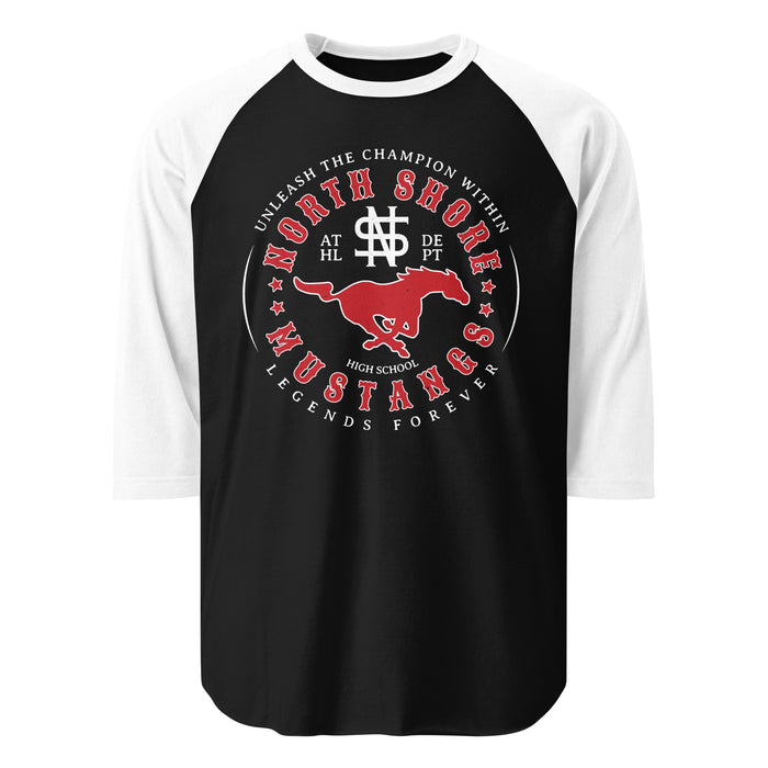 North Shore High School Mustangs Unisex 3/4 Sleeve Raglan T-shirt 214