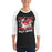 Man wearing North Shore High School Mustangs Unisex 3/4 Sleeve Raglan T-shirt 205