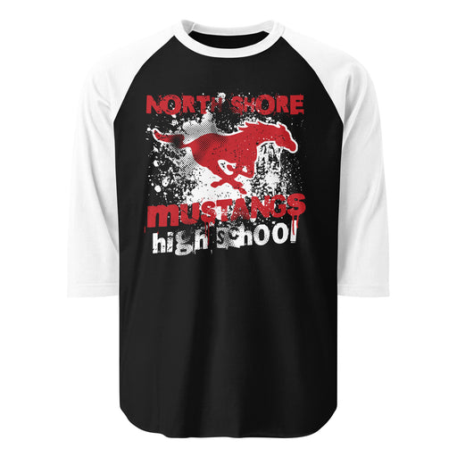 North Shore High School Mustangs Unisex 3/4 Sleeve Raglan T-shirt 205