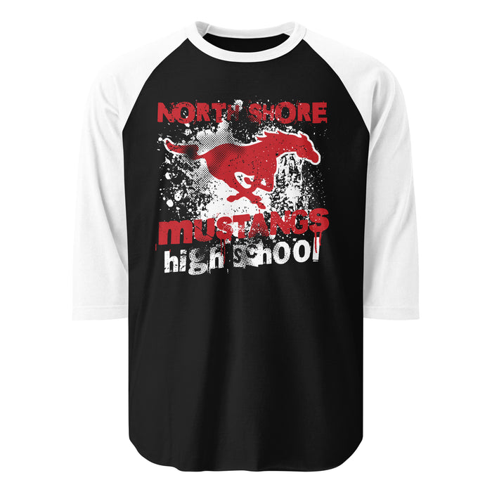 North Shore High School Mustangs Unisex 3/4 Sleeve Raglan T-shirt 205