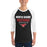 Man wearing North Shore High School Mustangs Unisex 3/4 Sleeve Raglan T-shirt 003