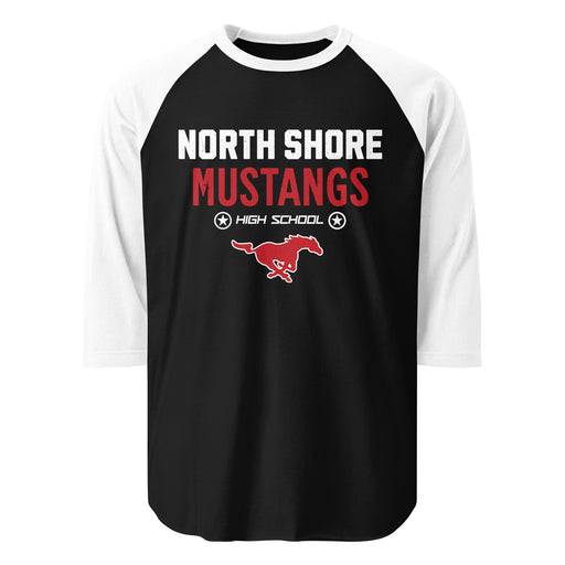 North Shore High School Mustangs Unisex 3/4 Sleeve Raglan T-shirt 003