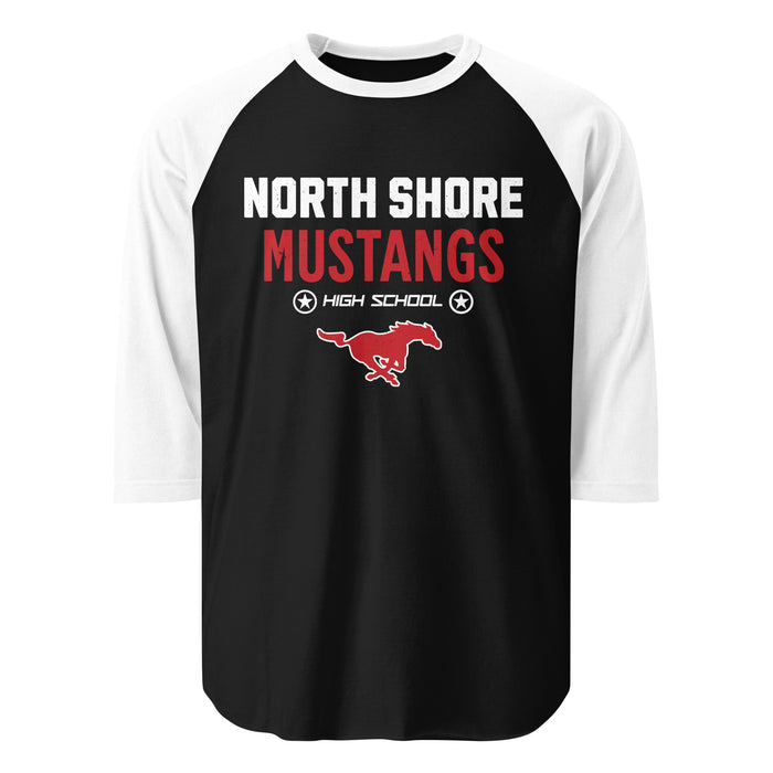 North Shore High School Mustangs Unisex 3/4 Sleeve Raglan T-shirt 003
