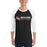 Man wearing North Shore High School Mustangs Unisex 3/4 Sleeve Raglan T-shirt 200