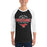 Man wearing North Shore High School Mustangs Unisex 3/4 Sleeve Raglan T-shirt 040
