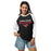Woman wearing North Shore High School Mustangs Unisex 3/4 Sleeve Raglan T-shirt 017