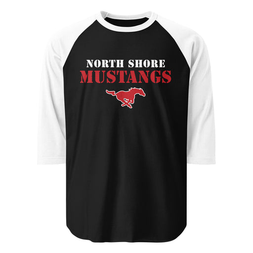 North Shore High School Mustangs Unisex 3/4 Sleeve Raglan T-shirt 017