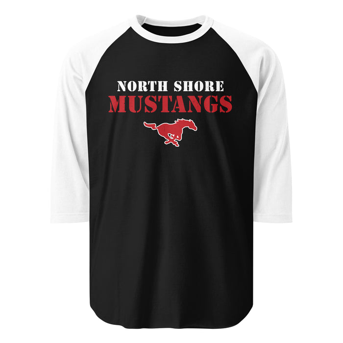 North Shore High School Mustangs Unisex 3/4 Sleeve Raglan T-shirt 017