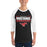 Man wearing North Shore High School Mustangs Unisex 3/4 Sleeve Raglan T-shirt 049