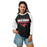 Woman wearing North Shore High School Mustangs Unisex 3/4 Sleeve Raglan T-shirt 049