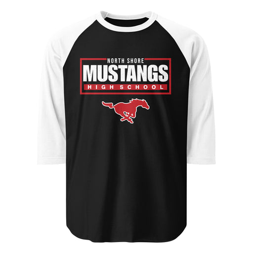 North Shore High School Mustangs Unisex 3/4 Sleeve Raglan T-shirt 049