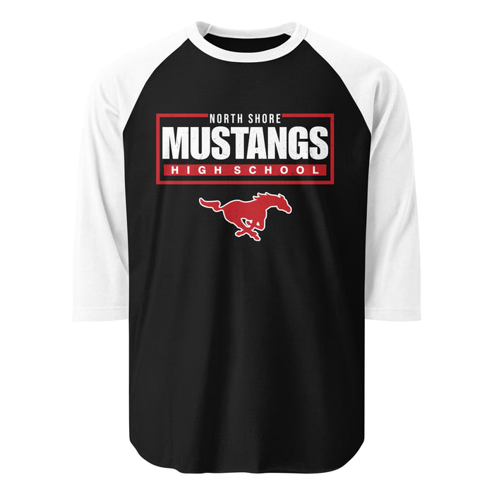 North Shore High School Mustangs Unisex 3/4 Sleeve Raglan T-shirt 049