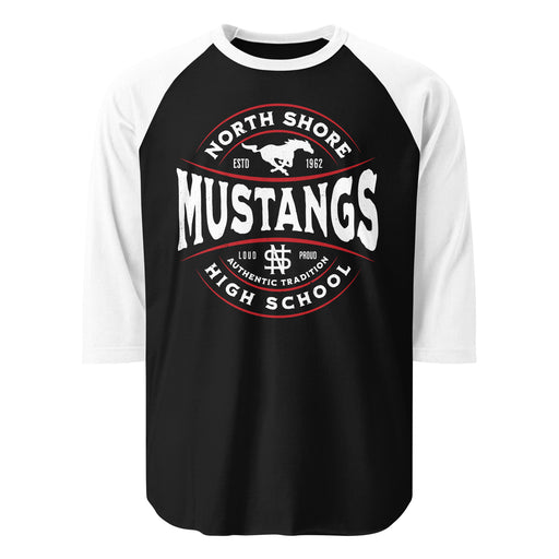 North Shore High School Mustangs Unisex 3/4 Sleeve Raglan T-shirt 218